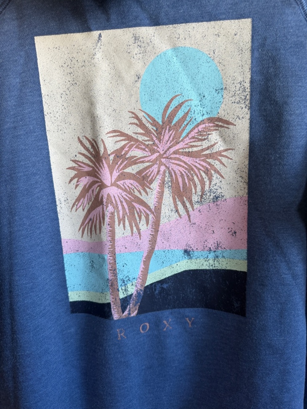 Roxy Light Blue cropped hooded Pullover Sweater